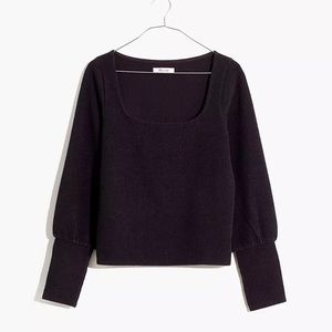 NWOT Ribbed Black Ottoman Square Neck Top Madewell